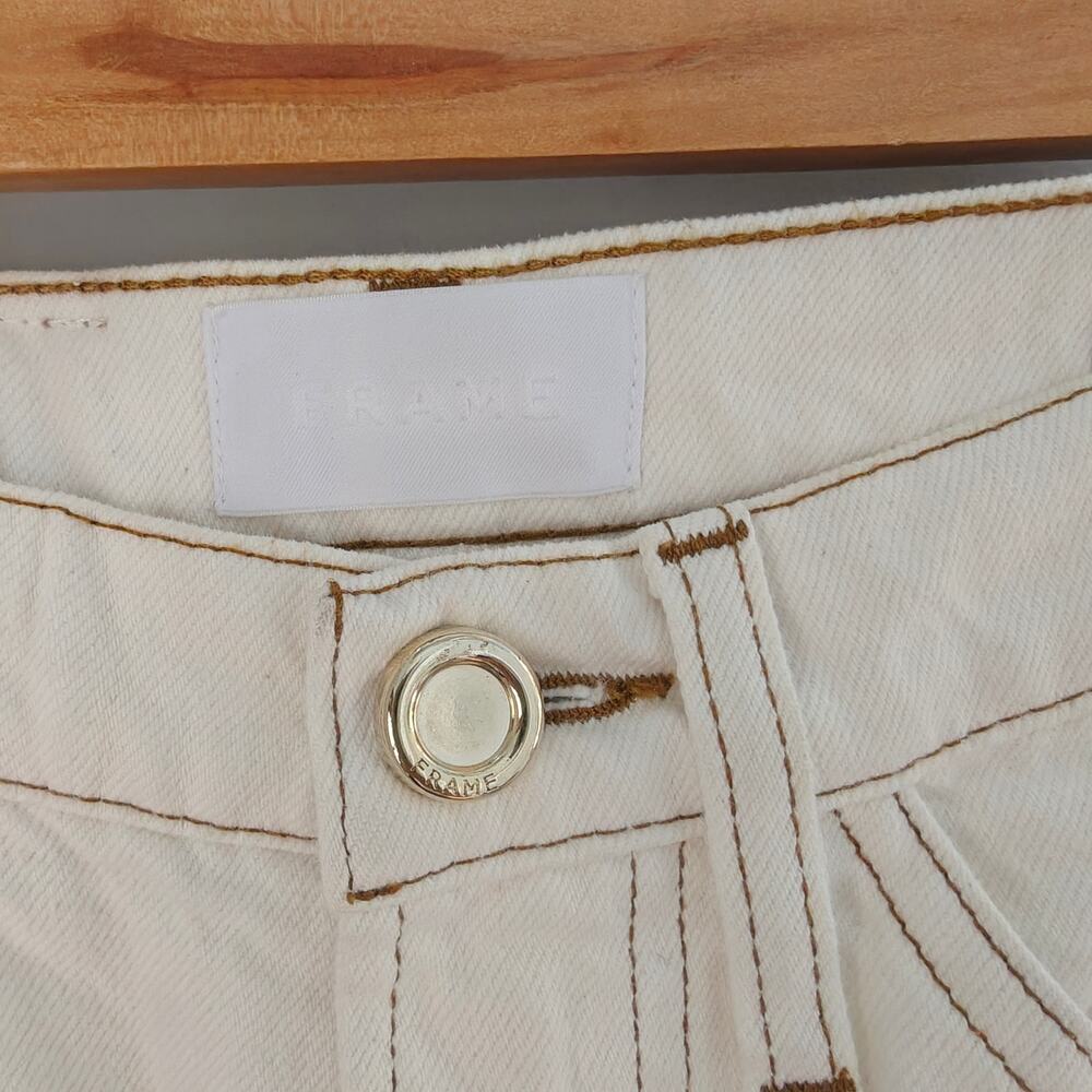 FRAME Le Italien True Straight Jeans 25 Blanc White Rigid Denim Made in Italy - Picture 3 of 8